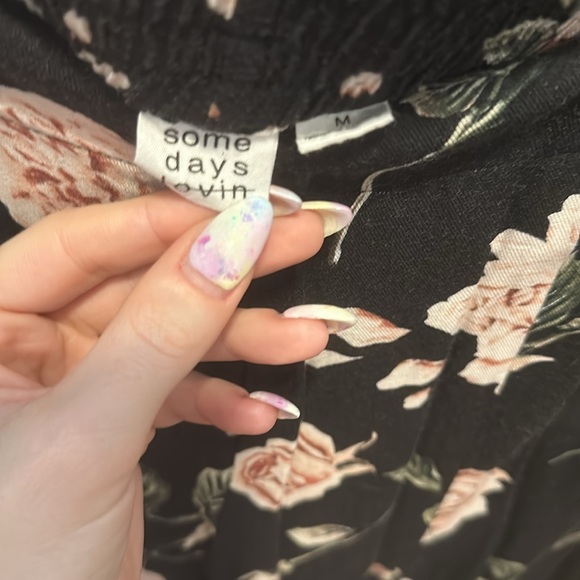 Rose pattern wide leg pants - Picture 3 of 4